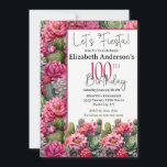 Invitation Fleur rose Fiesta Cactus 100e anniversaire<br><div class="desc">Faisons la Fiesta rose Flower Cactus 100e anniversaire Invitation pour les femmes. Il Est Facile De Changer L'Exemple De Texte En Vous Propre En Cliquant Sur Personnaliser. Cliquez Sur Personnaliser Puis Modifier Avec L'Outil De Conception Pour Modifier Le Type De Police, La Couleur De Police, La Taille De Police, Ou...</div>