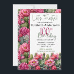 Invitation Fleur rose Fiesta Cactus 100e anniversaire<br><div class="desc">Faisons la Fiesta rose Flower Cactus 100e anniversaire Invitation pour les femmes. Il Est Facile De Changer L'Exemple De Texte En Vous Propre En Cliquant Sur Personnaliser. Cliquez Sur Personnaliser Puis Modifier Avec L'Outil De Conception Pour Modifier Le Type De Police, La Couleur De Police, La Taille De Police, Ou...</div>