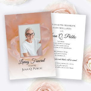 Invitation Fleur rose pâle Pétales Vivant Fête funéraire