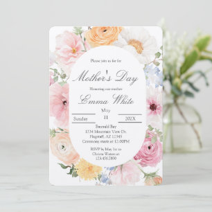 Invitation Fleur rose pour la fête des Mères 