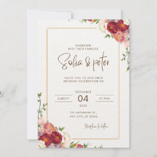 Invitation Fleur rouge foncé