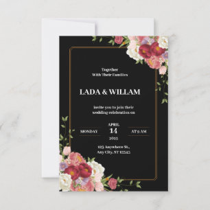Invitation Fleur rouge foncé