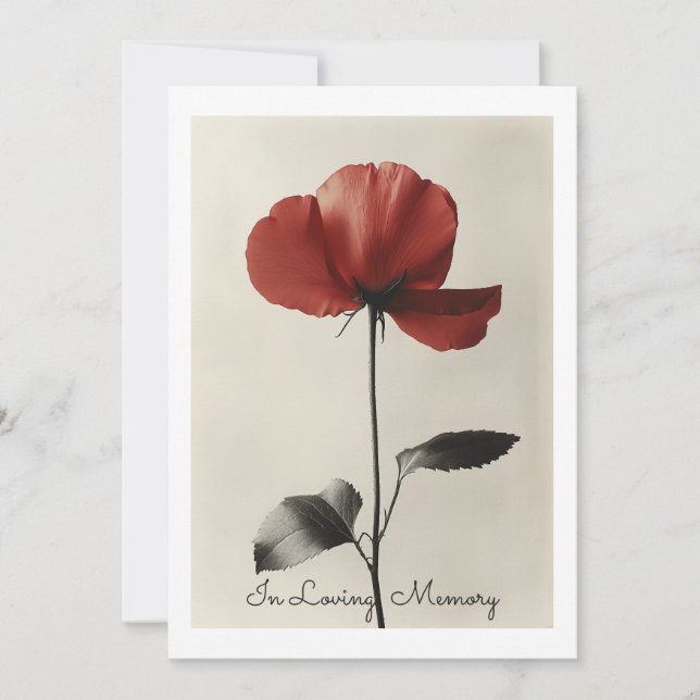 Invitation Fleur rouge solitaire (Devant)
