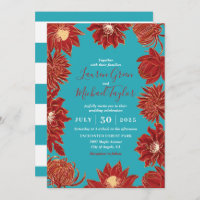 Fleur rouge turquoise Oriental Floral Mariage