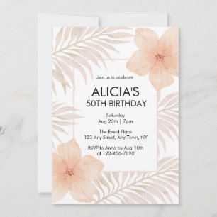 Invitation Fleur rousse poussiéreuse Sec Palm Leaf Boho Anniv