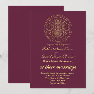 Invitation Fleur royale d'or de la vie Mariage de géométrie s