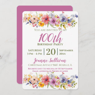 Invitation Fleur sauvage 100e anniversaire