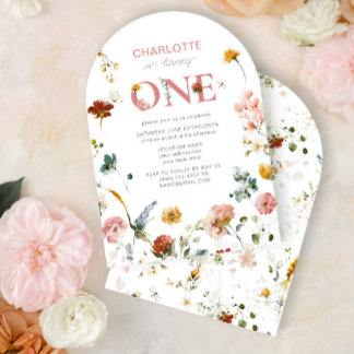 Invitation Fleur sauvage 1er anniversaire Floral Girl