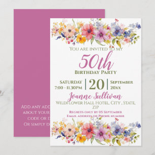 Invitation Fleur sauvage 50e anniversaire
