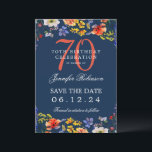 Invitation Fleur sauvage 70th Birthday Save Date Détails Mari<br><div class="desc">Elégant design "70th Birthday Party" avec fleurs sauvages aquarelle & détails texte. Facile à utiliser et facile à personnaliser. Commandez aujourd'hui !</div>