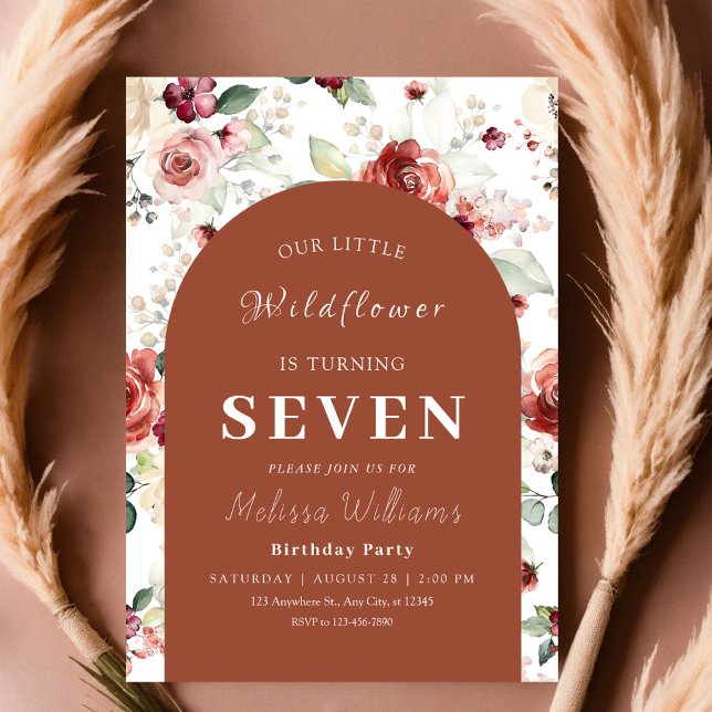 Invitation Fleur sauvage 7e anniversaire (Créateur téléchargé)