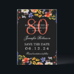 Invitation Fleur sauvage 80th Birthday Save Date Détails Noir<br><div class="desc">Elégant design "80th Birthday Party" avec fleurs sauvages aquarelle & détails texte. Facile à utiliser et facile à personnaliser. Commandez aujourd'hui !</div>
