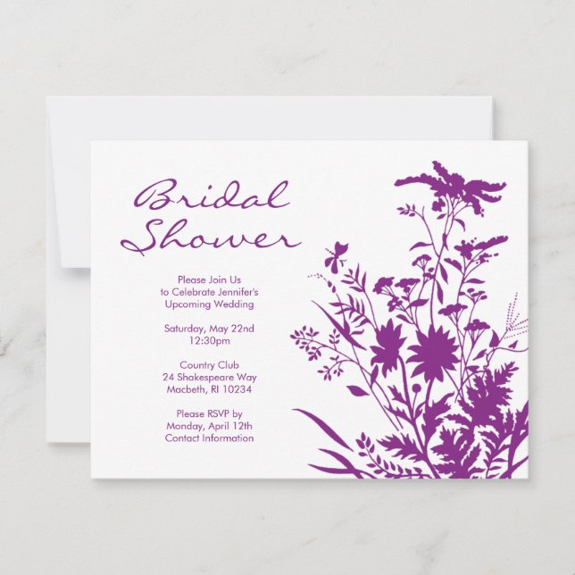 Invitation Fleur sauvage à la douche nuptiale (Devant)