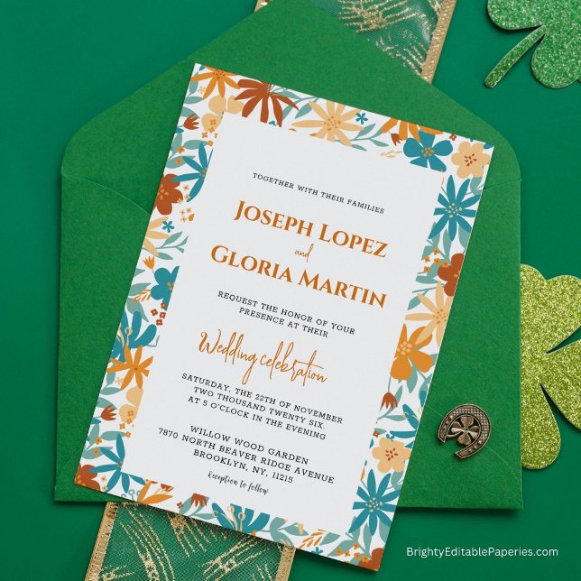 Invitation Fleur sauvage Abstrait Chic Bold Bright Boho maria (Charm in every card! 🌼 #ChicInvites)