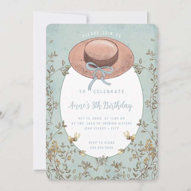Invitation Fleur sauvage Anne of Green Gables Anniversaire (Devant)
