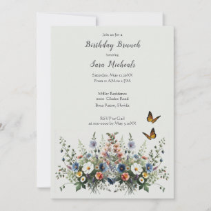 Invitation Fleur sauvage Aquarelle Anniversaire Brunch Invita