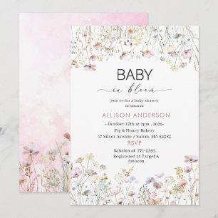 Invitation Fleur sauvage aquarelle Bébé en fleurs Baby shower