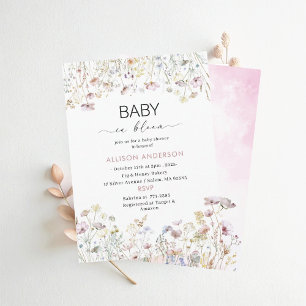 Invitation Fleur sauvage aquarelle Bébé en fleurs Baby shower