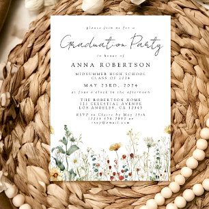 Invitation Fleur sauvage aquarelle Field Graduation Party Inv