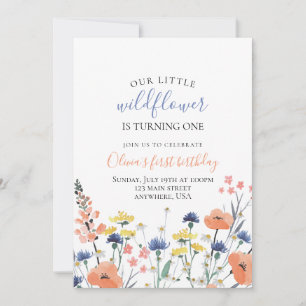 Invitation Fleur sauvage aquarelle florale premier anniversai