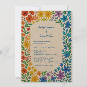 Invitation Fleur sauvage arc-en-ciel Mariage floral rustique