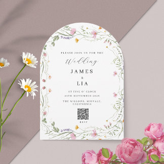 Invitation Fleur sauvage Arc Rustique + mariage de code RSVP 