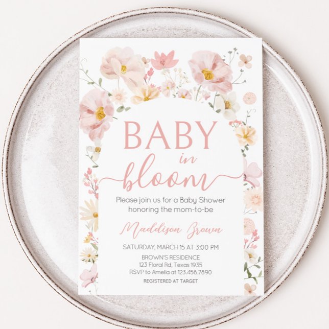 Invitation Fleur sauvage Arch Baby dans le Baby shower en fle (Wildflower Baby in Bloom Baby Shower Invitation
)