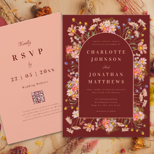 Invitation Fleur sauvage Arch Boho Terracotta Mariage de auto