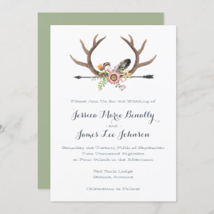 Invitation Fleur sauvage Arrow et Antlers Mariage