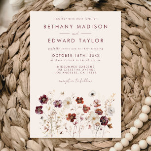 Invitation Fleur sauvage Automne Champ Beige Mariage