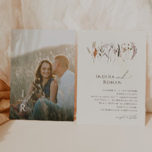 Invitation Fleur sauvage automne   Mariage photo Monogramme b