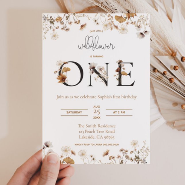 Invitation Fleur sauvage Automne Premier anniversaire (Créateur téléchargé)