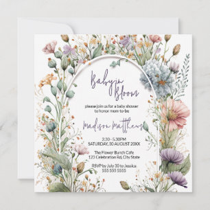 Invitation Fleur sauvage Baby in Bloom Baby shower aquarelle