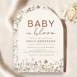 Invitation Fleur sauvage Baby in Bloom Baby shower Terracotta
