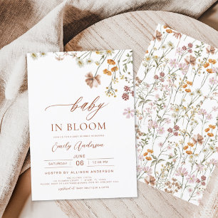 Invitation Fleur sauvage Baby in Bloom Baby shower Terracotta