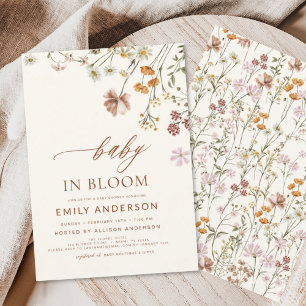 Invitation Fleur sauvage Baby in Bloom Baby shower Terracotta