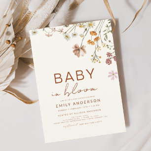 Invitation Fleur sauvage Baby in Bloom Baby shower Terracotta