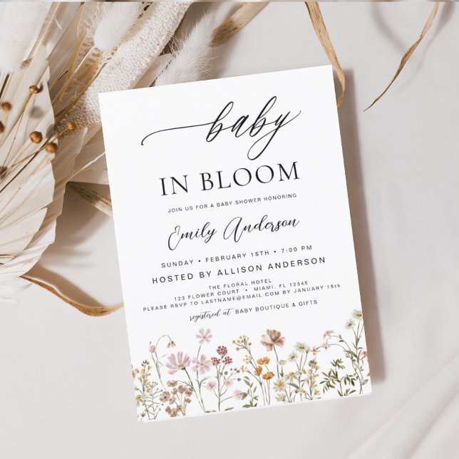Invitation Fleur sauvage Baby in Bloom Baby shower Terracotta (Créateur téléchargé)