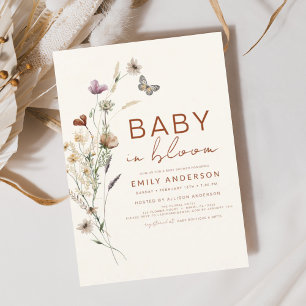 Invitation Fleur sauvage Baby in Bloom Baby shower Terracotta
