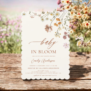Invitation Fleur sauvage Baby in Bloom Baby shower Terracotta