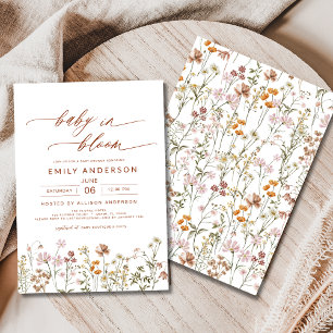 Invitation Fleur sauvage Baby in Bloom Baby shower Terracotta