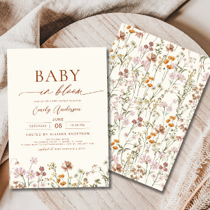 Invitation Fleur sauvage Baby in Bloom Baby shower Terracotta