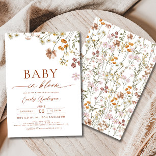Invitation Fleur sauvage Baby in Bloom Baby shower Terracotta