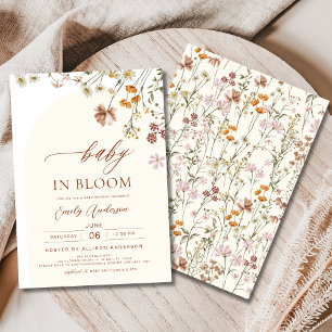 Invitation Fleur sauvage Baby in Bloom Baby shower Terracotta