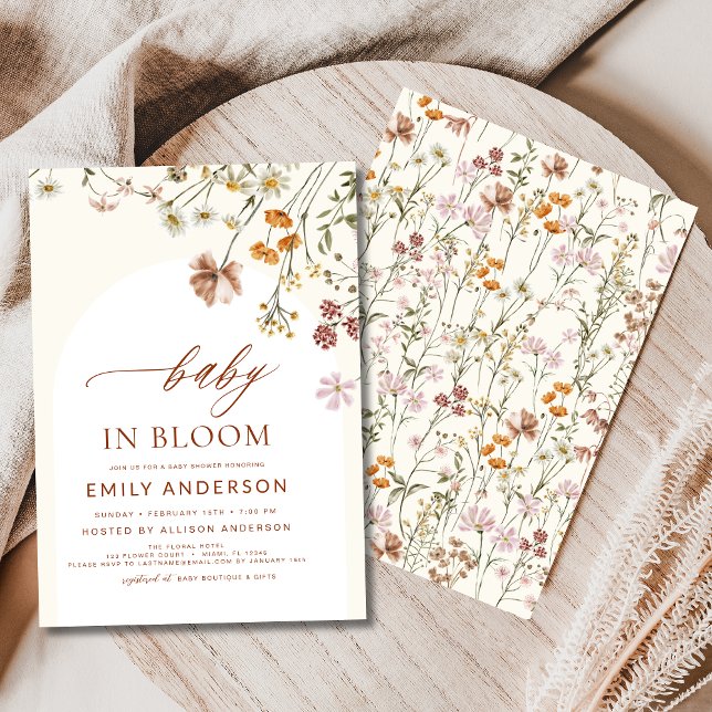 Invitation Fleur sauvage Baby in Bloom Baby shower Terracotta (Créateur téléchargé)
