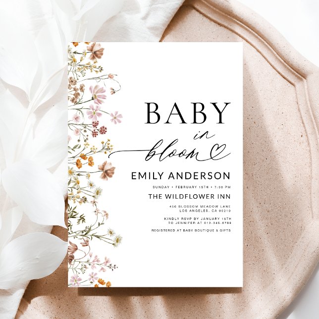 Invitation Fleur sauvage Baby in Bloom Boho Baby shower (Créateur téléchargé)