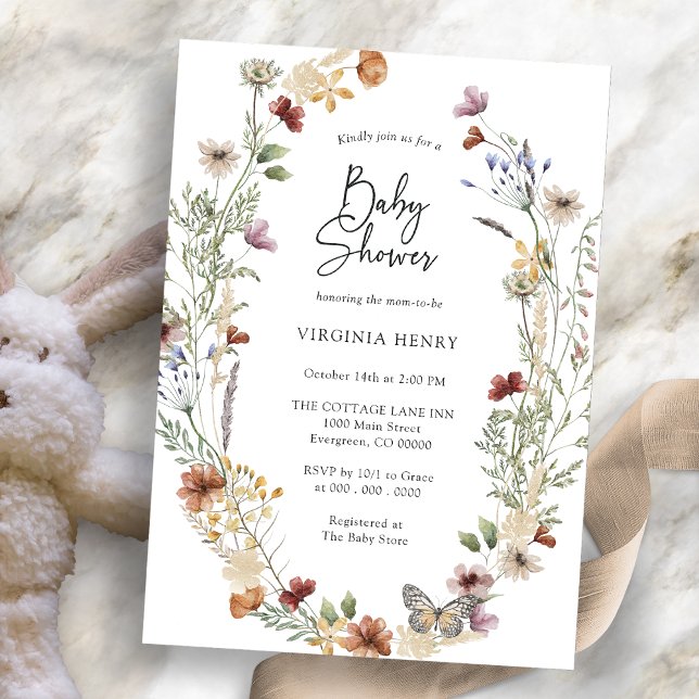Invitation fleur sauvage Baby shower (Wildflower Baby Shower Invitation
)