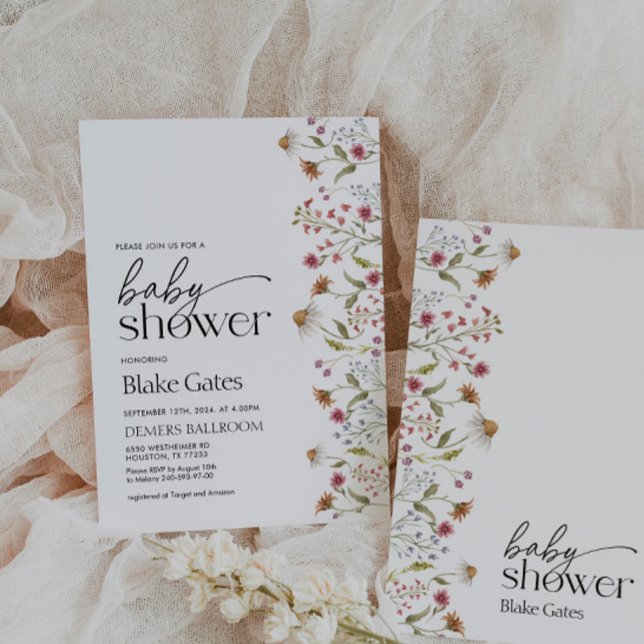 Invitation fleur sauvage Baby shower (Créateur téléchargé)