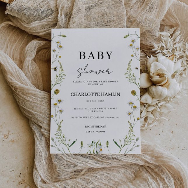 Invitation fleur sauvage Baby shower (Wildflowers Baby Shower Invitation)