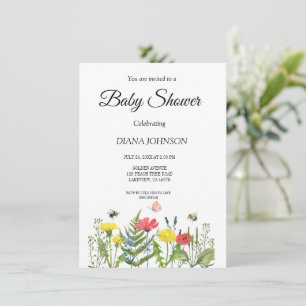 Invitation fleur sauvage baby shower